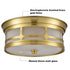 Modern 2-light Drum Gold  Metal with Matt Glass Flush Mount Ceiling Light Fixture